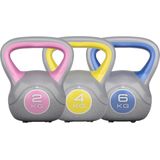 Voordeelset Kettlebells 2, 4 en 6 kg Kunststof Trendy