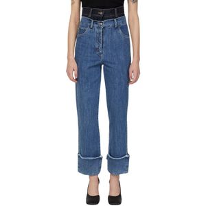 Rokh - Contrast Waistline Jeans - Blauw - Katoen