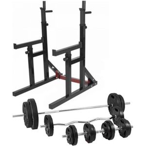 Gorilla Sports Multi Squat Rack Met 100 kg Halterset Gripper Kunststof