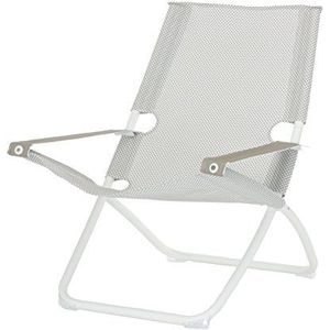 Snooze ligstoel, ijsgrijs wit zitvlak EMU-Tex ijsgrijs BxHxD 75x105x91cm frame staal wit inklapbaar