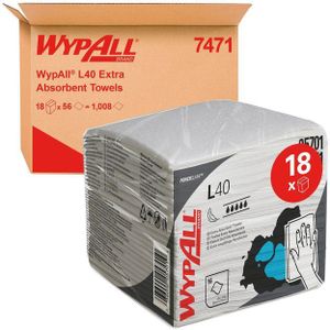 Poetsdoek WypAll L40 1-laags 304x317mm 18x56stuks wit 7471