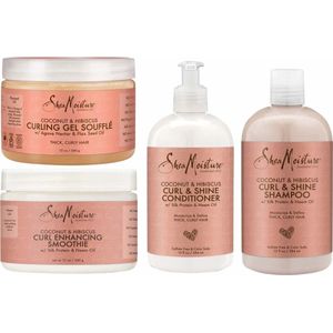 Shea Moisture Coconut & Hibiscus - Shampoo Conditioner Smoothie Soufflé - Set of 4