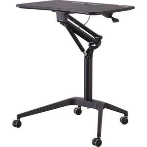 in hoogte verstelbaar sta-bureau, laptoptafel, verrijdbaar met wielen, ook geschikt als zitbureau, zwart