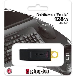 Kingston original DataTraveler Exodia 128GB USB Stick 3.2 Flash Drive - USB - Zwart