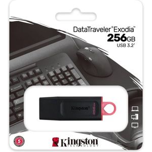 Kingston DataTraveler Exodia 256GB USB Stick 3.0 Flash Drive - USB - Zwart