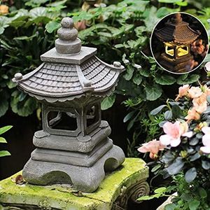 Mooie Japanse Stenen Lantaarn，Pagode Stenen Lamp,Pagoda Licht,H 34cm,Solartuinlamp,Vorstbestendig