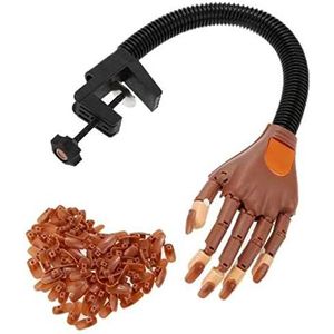 Nail Art Training Hand Nagelpraktijk Manicure Hand met verstelbare veer, 100 stuks vingernagelpunten, Manicurist Nail Lovers Praktische manicure modelgereedschap
