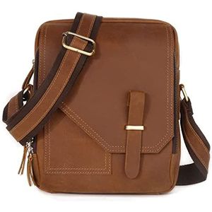 Echt lederen heren schoudertas Vintage Crossbody Tassen Multifunctionele Kleine Messenger Bag voor werkzaken (brown)