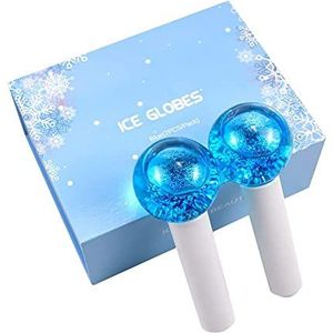 Pack van 2 Face Ice Globes, gezichtsroller-massageapparaten, rotatie ijsroller gezicht ijsballen roller, verstevigt de huid, vermindert zwelling en donkere cirkels, verbetering van de bloedcirculatie (blauw)