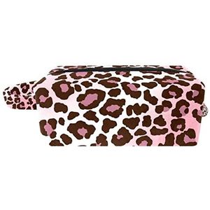 Kleine make-uptas voor dames, make-uptas, cosmetische reistas,Roze luipaardprint Afdrukken
