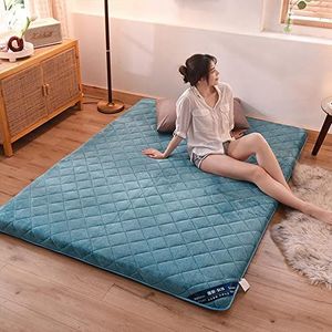 Japanse opvouwbare futon vloermatras twin Koreaanse tatami-matras topper japanse slaapmatten voor vloer Roll Up Student Matras tatami mat Draagbaar logeerbed op de vloer,Blauw,90x190cm(35 * 74in)