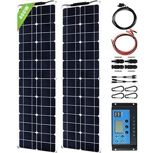 400 Watt zonnepaneelkit, 2 stks 200 Watt flexibel monokristallijn zonnepaneel met 40A controller, voor autojacht batterijboot, voor 12-24V batterij opladen