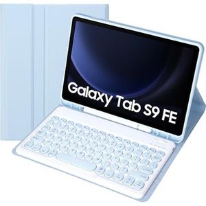 Toetsenbordhoes Voor Samsung Galaxy Tab S9 FE 10.9 Inch, Zachte Hoes Met Magnetisch Afneembaar Draadloos Bluetooth-Toetsenbord,Blauw