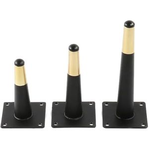 DOCIM 4PCS schuin meubel metalen poten, metalen ronde banksteunvoet, voor keuken, tafel, kast, planken,Black gold,20cm/7.8in