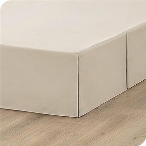 Bedrok Voor Groot Bed 14 Inch Op Maat Gemaakt Plat Geplooid Platformbedroklaken - Effen Polykatoenen Laken Bedbodemhoes Voor Tweepersoonsbed,Beige,180 * 200+35cm