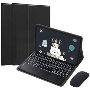 EHLCYS Touchpad Keyboard Case for Lenovo Tab P12 12,7-inch TB370FU 2023, 7-Kleuren Afneembaar Draadloos Bluetooth-Toetsenbord Met Achtergrondverlichting, Ultradunne Behuizing,zwart