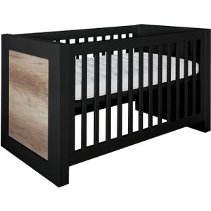 Kidsmill Long Island Babybed Zwart / Oldwood 70 x 140 cm