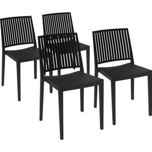 Terrasstoel Bars (set van 4) - zwart - stapelbaar