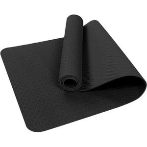 XXL Nutrition - Yogamat - Mat voor Yoga & Fitness - Extra dik: 8mm - TPE Kunststof - Incl. Schoudertas - 183x61cm - Zwart