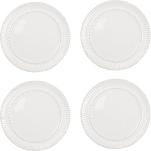 HAES DECO - Dinerborden set van 4 - Formaat Ø 27x2 cm - Kleur Wit - Bedrukt Dolomiet - Collectie: Plain - Servies, grote borden