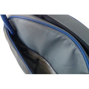 13"" Leren laptoptas Russia XL donkergrijs - grijs - blauw