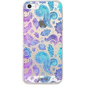 Gocase iPhone 5 / 5S / SE siliconen telefoonhoes transparant TPU silicone case cover beschermhoes telefoonhoes beschermhoes geometrische bladeren paars blauw veren