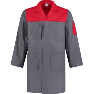 EM Workwear Stofjas 2-kleurig 100% katoen grijs / rood - Maat S / 44-46