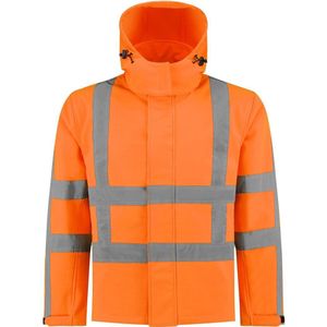 Softshelljas - Oranje - 100% Polyester - Waterafstotend - Afritsbare Capuchon