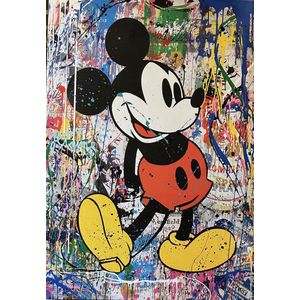 Mickey Mouse- Mixed Media- Katoenen canvasdoek op houten frame-100x70cm- Klaar om op te hangen