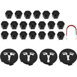 YFAM Fit for Tesla Model 3 S x Wiel Center Caps Hub Cover Schroefdop Kit Decoratieve Banden Cap Modificatie Accessoires Auto Embleem Badge (Color : Black Matte)