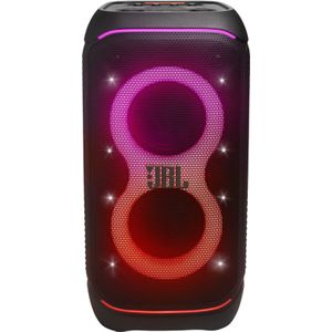 JBL Partybox Stage 320, Portable party speaker, integrated wheels and telescopic handle, Pro sound, Light show, 18 hours of battery life, IPX4 splash resistant, in Black