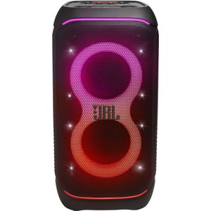 JBL Partybox Stage 320. Draagbare Bluetooth partyspeaker met vouwbare handgreep. JBL Pro Sound. Lichtshow. AI-Sound-Boost. 12 uur speeltijd. in het zwart