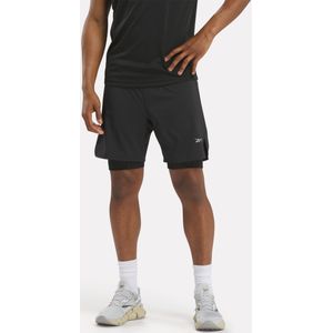 Reebok Shorts "RUNNING 2-1 SHORT/BLACK/SOLAR LIME", (1 tlg.)
