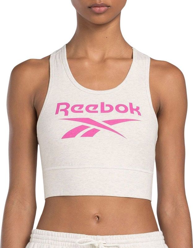 Reebok Identity Big Logo Katoen Bralette, Kamel, XXS