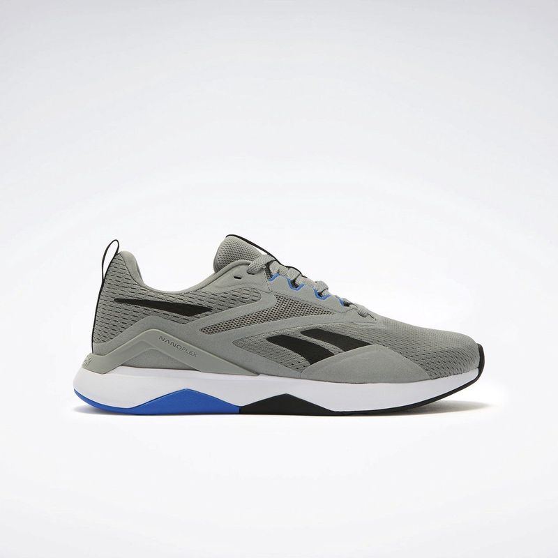 Reebok Heren NANOFLEX TR 2 sneakers, grijs 3/zwart/Optimum Blue, 38,5 EU, Grijs 3 Zwart Optimum Blauw, 38.5 EU