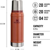 Stanley - The Legendary Classic Bottle - Thermosfles - Hammertone Clay - RVS - 0,75 L