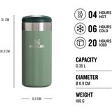Stanley - AeroLight Transit Mug - 0,35L - Hammertone Green - Roestvrijstaal - Lekvrij