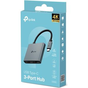 TP-Link - USB Type-C 3-Port Hub - Dockingstation - Grijs - USB-C