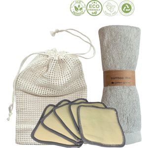 green-goose® Gezichtsverzorgingspakket S | XL Make-up Pads (5) | Gezicht Reinigingsdoekje | Waszakje | Uitwasbaar | Duurzaam Alternatief | GOTS Gecertificeerd
