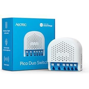 Aeotec Pico Duo Switch, Zigbee 3.0, Smart UP dubbel relais om te schakelen, 2x8A, stroommeting, scènebesturing, repeater, hub vereist, werkt met SmartThings, Homey, Alexa, HA, ontworpen in Duitsland