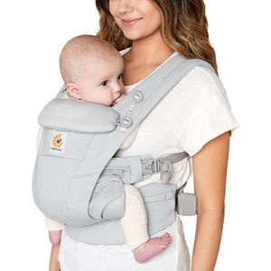 Ergobaby Omni Dream Draagzak voor pasgeborenen vanaf de geboorte tot 20 kg, 4 posities SoftTouch Cotton Ergonomische Baby Bump Carrier Rugdrager Draagzak, Pearl Grey