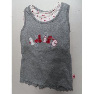 T shirt - Mouwloos - Meisjes - Grijst /wit /rode sterren - 5 jaar 110