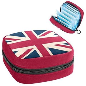 Maandverband Opbergzakken Verpleging Pad Houder I Love The UK Vintage Britse Vlag Draagbare Periode Kit Tas Vrouwelijke Product Pouch voor Vrouwen Meisjes