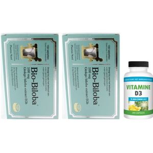 Pharma Nord Bio Biloba 100mg 2-pak 2x 150 tabletten & gratis Gezonderwinkelen Vitamine D3 75mcg 200 capsules