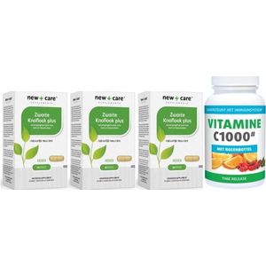 New Care Zwarte Knoflook trio-pak 3x 60 capsules + gratis Gezonderwinkelen.nl Vitamine C 1.000mg 250 tabletten