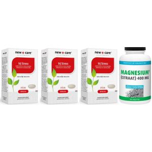 New Care Bij Stress trio-pak 3x 60 tabletten + gratis Gezonderwinkelen Magnesium 180 tabletten