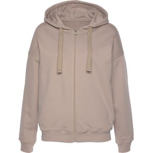 Sweatvest - Lichtbruin - Met Capuchon - Ritssluiting - Logo-opschrift