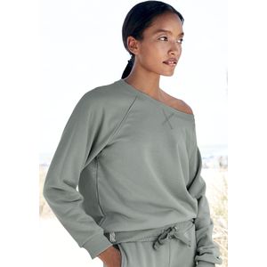 Lascana Sweatshirt - Loungewear - Saliegroen - Biologische Katoen
