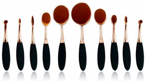 Ovale Penselen - 10 Stuks - Goud - Make-Up Kwasten