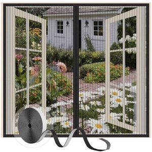 Magnetisch schermvenster 205x210cm Anti-insectenvlieg-muggengordijn Eenvoudige installatie voor gangen Patio Windows,zwart